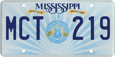 MS license plate MCT219