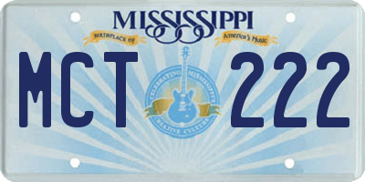 MS license plate MCT222