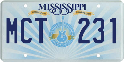 MS license plate MCT231