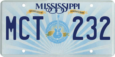 MS license plate MCT232