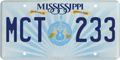 MS license plate MCT233