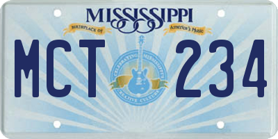 MS license plate MCT234