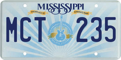 MS license plate MCT235