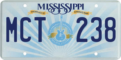 MS license plate MCT238