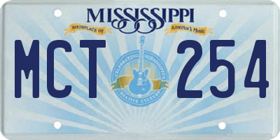 MS license plate MCT254