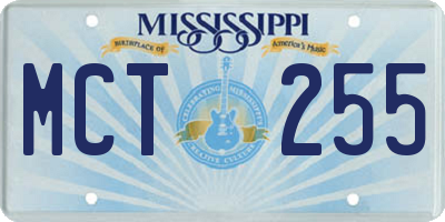 MS license plate MCT255