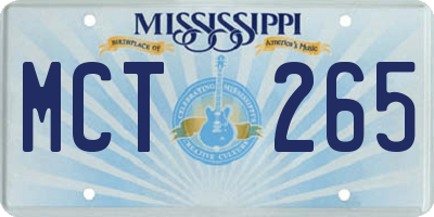 MS license plate MCT265