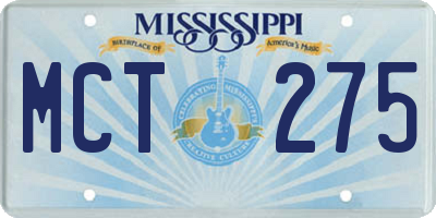 MS license plate MCT275