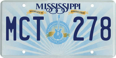 MS license plate MCT278