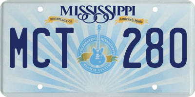 MS license plate MCT280