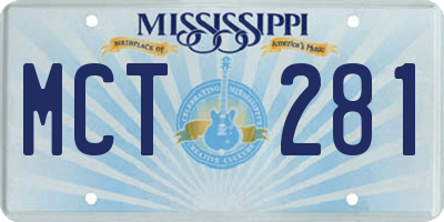 MS license plate MCT281