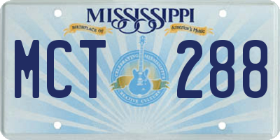 MS license plate MCT288