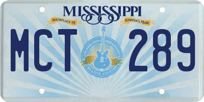 MS license plate MCT289