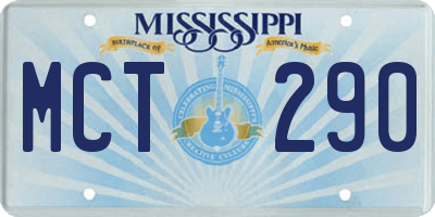 MS license plate MCT290