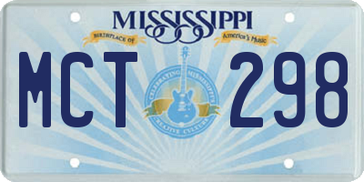 MS license plate MCT298