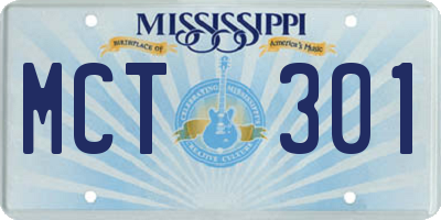 MS license plate MCT301