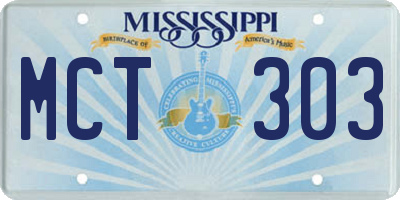 MS license plate MCT303