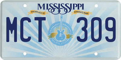 MS license plate MCT309