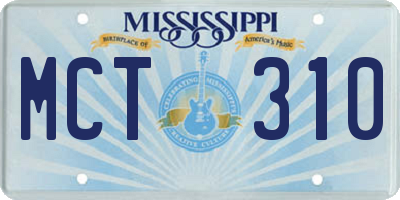 MS license plate MCT310