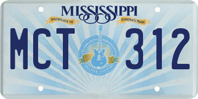 MS license plate MCT312