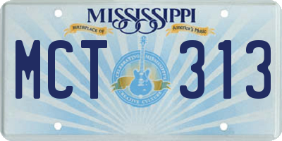 MS license plate MCT313