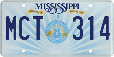 MS license plate MCT314