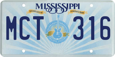 MS license plate MCT316