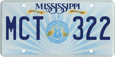 MS license plate MCT322