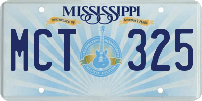 MS license plate MCT325