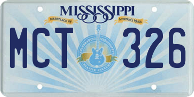 MS license plate MCT326