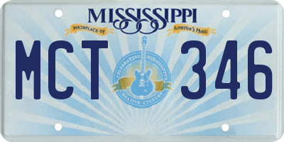 MS license plate MCT346