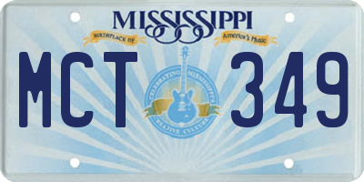 MS license plate MCT349