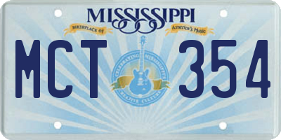 MS license plate MCT354