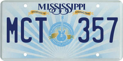 MS license plate MCT357
