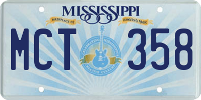 MS license plate MCT358