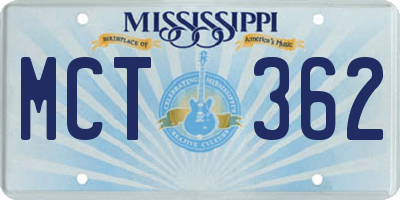MS license plate MCT362
