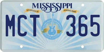 MS license plate MCT365