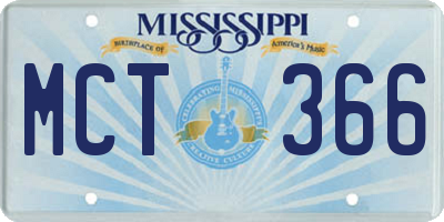 MS license plate MCT366