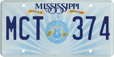 MS license plate MCT374