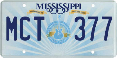 MS license plate MCT377