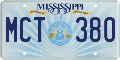 MS license plate MCT380