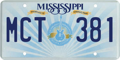 MS license plate MCT381