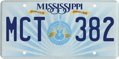 MS license plate MCT382