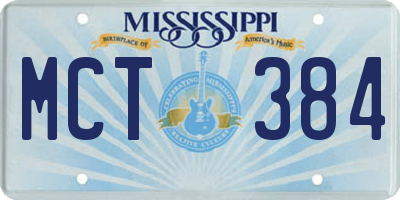 MS license plate MCT384