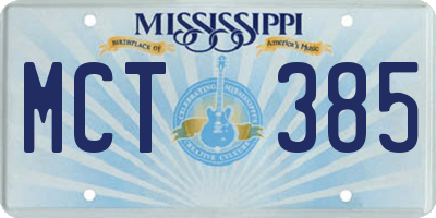 MS license plate MCT385