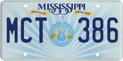 MS license plate MCT386