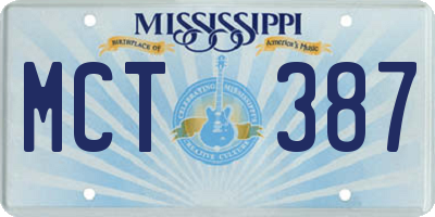 MS license plate MCT387