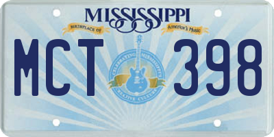 MS license plate MCT398