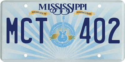 MS license plate MCT402