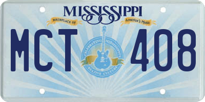 MS license plate MCT408